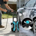 Elektrický vysokotlaký čistič 2200 W modrý s nastavitelnou tryskou 180° a hadicí 8 m na mytí aut zahrady i teras vodní stříkací pistole 11