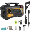 Elektrický vysokotlaký čistič 3000 W tlak 7-12 MPa průtok 390 l/h 34 x 25 x 14 cm ABS a kov černá přenosná myčka na auto zahradu i podlahy 2