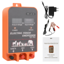 Elektrický zdroj pre ohradník s LCD displejom, výstup 12 kV a akumulácia 2,5J, oranžový napájač pre kone, kozy a hospodárske zvieratá 1