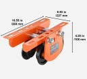 Elektrický zvedací vozík 0,5T s dvojitými koly kompaktní konstrukce oranžový pro manipulaci s břemeny na kolejnici 2