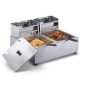 Ηλεκτρική φριτέζα με δύο κάδους 12 l 1500 W Ανοξείδωτη επιτραπέζια φριτέζα 54 x 45 x 30 cm 1