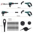 Elektrische Rasenmäher POSENPRO teleskopischer Stab 96-124 cm Schnittbreite 26 cm 2 Batterien 20 V 2000 mAh 8000 U/min grün Rasentrimmer 3