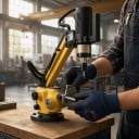 Elektrischer Gewindeschneider M2–M8 mit Servomotor Universelles Gewindeschneidgerät mit neigbarem Kopf 600 W Reichweite 1100 mm 220 V Gelb Für 6