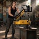 Elektrischer Gewindeschneider M3–M16 mit Servomotor Universelles Gewindeschneidgerät mit neigbarem Kopf 600 W Reichweite 1100 mm 220 V Gelb Pro 2