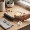 Elektrischer Milchaufschäumer 3 Geschwindigkeiten Doppelte Edelstahlspirale USB-C Ladegerät Länge 23,5 cm Für Kaffee, Matcha und Eier 2