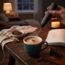 Elektrischer Milchaufschäumer 3 Geschwindigkeiten Doppelte Edelstahlspirale USB-C Ladegerät Länge 23,5 cm Für Kaffee, Matcha und Eier 4
