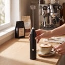 Elektrischer Milchaufschäumer 3 Geschwindigkeiten USB-C Ladeanschluss 300 mAh Länge 23 cm Edelstahlquirl Milch- und Eieraufschäumer 2