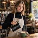 Elektrischer Milchaufschäumer BioloMix Heiße und kalte Milchschäume Steuerpanel mit Moduswahl Transparentes Deckel Für Latte und Cappuccino 6