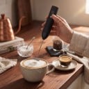 Elektrischer Milchaufschäumer und Mixer 2in1 Spirale und Schneebesen 3 Geschwindigkeiten USB-C Aufladung Edelstahl Für Kaffee und Eier 4