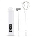 Elektrischer Milchaufschäumer und Mixer 2in1 Spirale und Schneebesen 3 Geschwindigkeiten USB-C Aufladung Edelstahl Für Kaffee und Eier 7