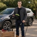 Elektrischer Wagenheber 5 t 12 V mit Schlagschrauber und Kompressor Hub 13,5–36 cm LED Licht Schwarz und Grün Zum Reifenwechsel 4