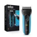 Elektrisk barbermaskine til mænd Braun Series 3 ProSkin 3040s 3 flydende blade Vandtæt Fugtig og tør barbering Blå Til skæg og ansigt 1