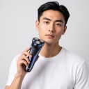 Elektrisk barbermaskine til mænd Flydende hoveder Vandtæt IPX7 Genopladelig USB LED-display Sort-blå Professionel skægtrimmer 5