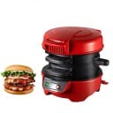 Elektrisk burger maker 220V kompakt 14 × 20 × 13 cm flerlagers sandwichmaskine rød sort til tilberedning af hamburgere derhjemme 3