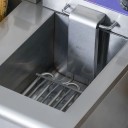 Elektrisk frituregryde med to tanke 12 l 1500 W Bordfrituregryde i rustfrit stål til pommes frites Tokammerfrituregryde med timer og filter 57 x 52 x 35,5 cm 3