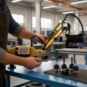 Elektrisk gängmaskin M3–M16 med servomotor Vertikalt gängningsarm 600 W Räckvidd 1100 mm 220 V Gul För verkstäder och maskinteknik 4