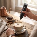 Elektrisk mælkeskummer Genopladelig USB-C 3 hastigheder Batteri 300 mAh Rustfrit stål pisker 304 Med låg Til kaffe og latte 2