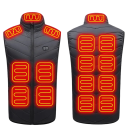 Elektromos fűthető mellény, USB 5V/2A, férfi, fekete, 15 fűtési zónával, szénszálas, 3 hőmérséklettel, melegítő vállakkal, háttal és hassal 1