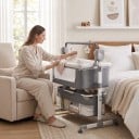 Elektroniczna kołyska dla dzieci z automatycznym bujaniem Pilot zdalnego sterowania Regulowana wysokość Oddychająca mata Kosz na akcesoria 2