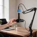 Elektronisch microscoop 4K 60 MP met blauwe camera IMX415 HDMI en USB-C 150x objectief met ronde LED verlichting en soldeerarm 2