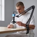 Elektronisch microscoop 4K 60 MP met blauwe camera IMX415 HDMI en USB-C 150x objectief met ronde LED verlichting en soldeerarm 3