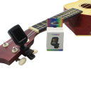 Elektronisk clip-on-stämapparat för gitarr, bas, ukulele och fiol. Precis stämning. Instrumentstämapparat med display och roterande huvud. 5