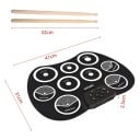 Elektronisk trumset 9-pad MIDI gränssnitt handrullad trumma bärbar uppsättning med pedaler och trumpinnar stöd för DTX-spel 41x31x2.5 cm 4