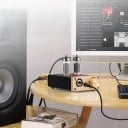 Elektronkový sluchátkový zesilovač a stereo HiFi předzesilovač 1100 mW, 3,5/6,35 mm, RCA, elektronky 6A2, kovový, černo-zlatý, stolní audio 5