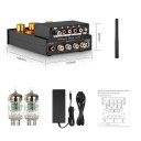 Elektronkový zesilovač stereo 160 W + 160 W, Bluetooth 5.0 aptX, MM Phono vstup, hliníkové tělo, černý, pro gramofon a domácí audio systém 2