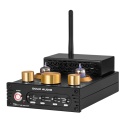 Elektronkový zesilovač stereo 160 W + 160 W, Bluetooth 5.0 aptX, MM Phono vstup, hliníkové tělo, černý, pro gramofon a domácí audio systém 4