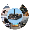 Elektronkový zesilovač stereo 160 W + 160 W, Bluetooth 5.0 aptX, MM Phono vstup, hliníkové tělo, černý, pro gramofon a domácí audio systém 6