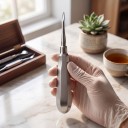 Elevador dental (palanquilla de extracción) con punta curva de 3 mm de acero inoxidable, plateado, instrumento quirúrgico odontológico para extracción de dientes 2