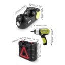 Élévateur électrique pour voiture 5 t 12 V avec clé à chocs et compresseur Hauteur 13,5–36 cm Lumière LED Noir et vert Pour le changement de pneus 18