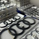 Emblema frontal preto brilhante 275 mm para Audi Adesivo para grelha Estilo acessório automóvel Decoração exterior Peça de substituição 3