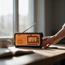 Emergency Radio 4.1 x 14.5 x 7.8 cm with Hand Crank, Solar Panel and Torch FM AM SW and WB with Bluetooth and Phone Charging Orange-Black 6