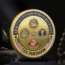 Emlékező Érme Az Egyesült Államok Védelmi Minisztériuma Pentagon Hadsereg Haditengerészet Légierő és Tengerészgyalogság Kétoldalas 4 cm Aranyozott Fém Sas Domborművel 3