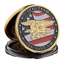 Emlékező Érme SEAL Csapat USA Haditengerészet Tengeren Földön Levegőben Kétoldalas 4 cm 3 mm 28 g Aranyozott Fém Sas Domborművel és Védőtokkal 1