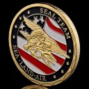 Emlékező Érme SEAL Csapat USA Haditengerészet Tengeren Földön Levegőben Kétoldalas 4 cm 3 mm 28 g Aranyozott Fém Sas Domborművel és Védőtokkal 5
