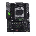 Emolevy 285 x 215 mm ATX LGA 2011-3 -kannalla ja X99 -piirisarjalla Xeon E5:lle, 4 DDR4 -muistipaikkaa jopa 128 GB ja 2x M.2 NVMe mustana 2