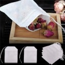 Empty Tea Bags with Drawstring 100 pcs For Loose Tea and Custom Herbal Blends White Non-Woven Fabric Size 7 x 5 cm 3