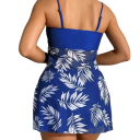 Én-delt damesv swimsuit med bladmønster og tynde stropper polyester elastan strandbadetøj til svømning og sommer 4