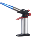 Encendedor de chorro de metal recargable de butano Resistente al viento Llama Tanque de combustible visible Encendedor para barbacoas y velas 3