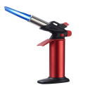 Encendedor de chorro de metal recargable de butano Resistente al viento Llama Tanque de combustible visible Encendedor para barbacoas y velas 2