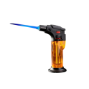 Encendedor de chorro recargable de butano a prueba de viento con llama ajustable y tanque de combustible visible con seguro para niños 9