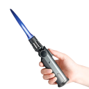 Encendedor de metal azul 360° encendido invertido a prueba de viento recargable de butano encendedor para velas chimenea parrilla 5