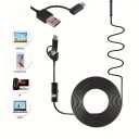 Endoszkóp kamera 7 mm-es 3 az 1-ben USB C típusú microUSB LED vízálló mini kamera Android és PC autóvizsgálathoz, 1 m hosszú 2