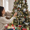 Enfeite de Natal para Árvore Libélula com Quatro Asas Brilhantes Transparente com Corpo Segmentado Com Suspensão Prateada Figura para o Natal 4