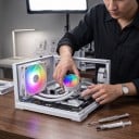 Enfriamiento líquido para CPU Teucer AIO con iluminación RGB Radiador de 120 mm Ventilador PWM Base de cobre para Intel LGA1700 y LGA1200 2