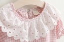 Ensemble à carreaux pour filles avec dentelle et nœuds J1265 2