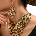 Ensemble audacieux avec imprimé léopard Collier 55 cm et boucles d'oreilles pendantes Design vintage élégant Ensemble de bijoux pour femmes 2